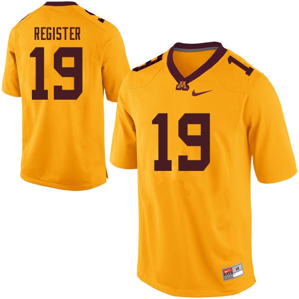 Men #19 Hunter Register Minnesota Golden Gophers College Football Jerseys Sale-Gold - Click Image to Close